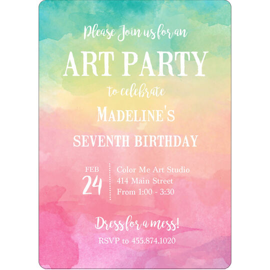 Rainbow Watercolor Invitations